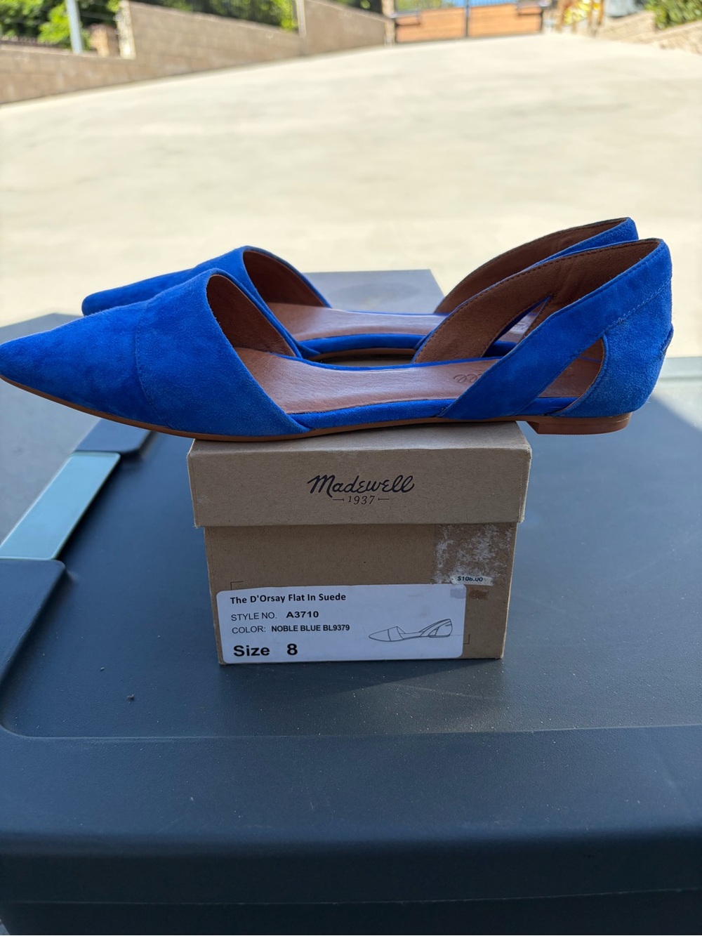Madewell Noble Blue Suede D'Orsay Flats